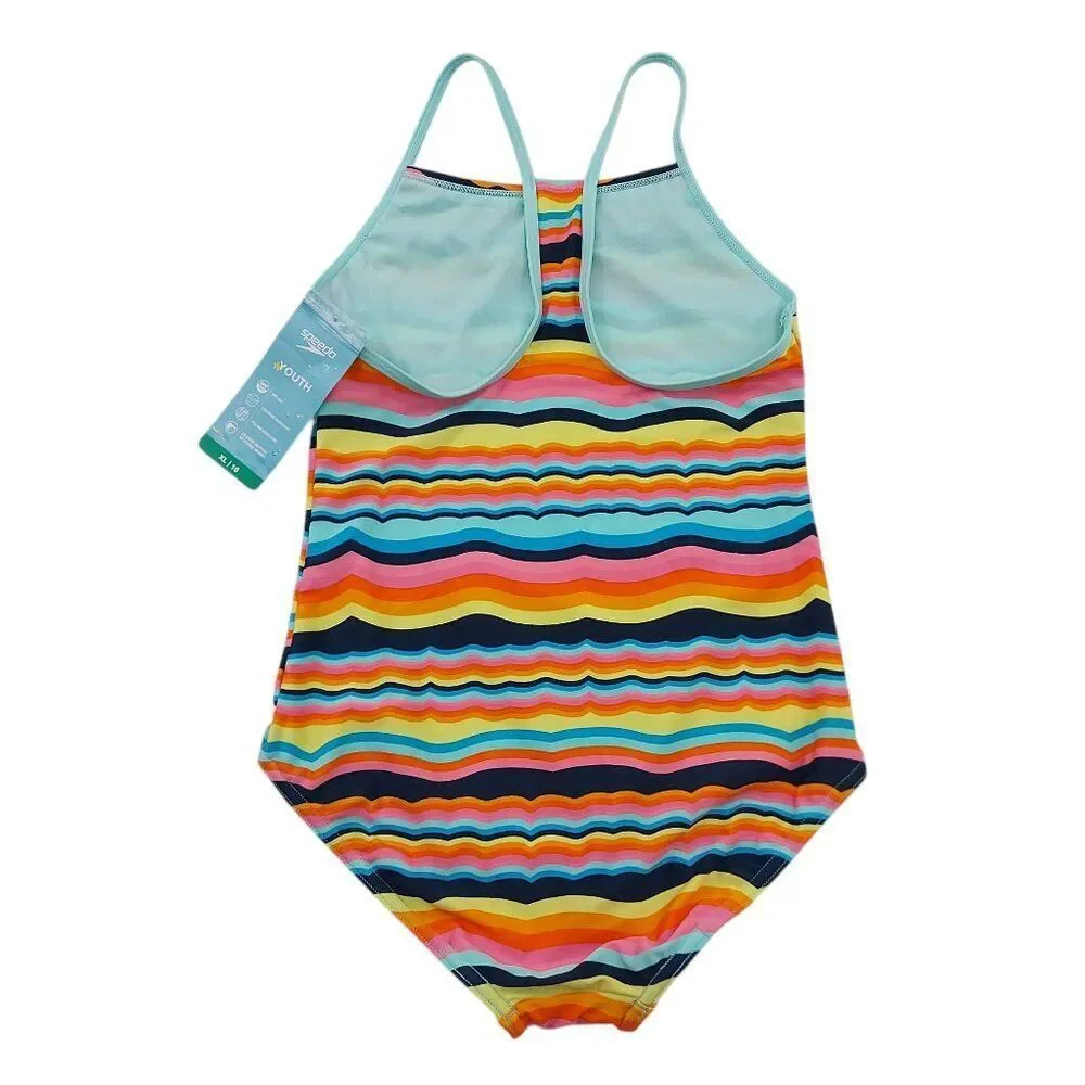 Speedo Swimsuit Youth XL Green One-Piece Sun Protection Summer Beach Outdoor